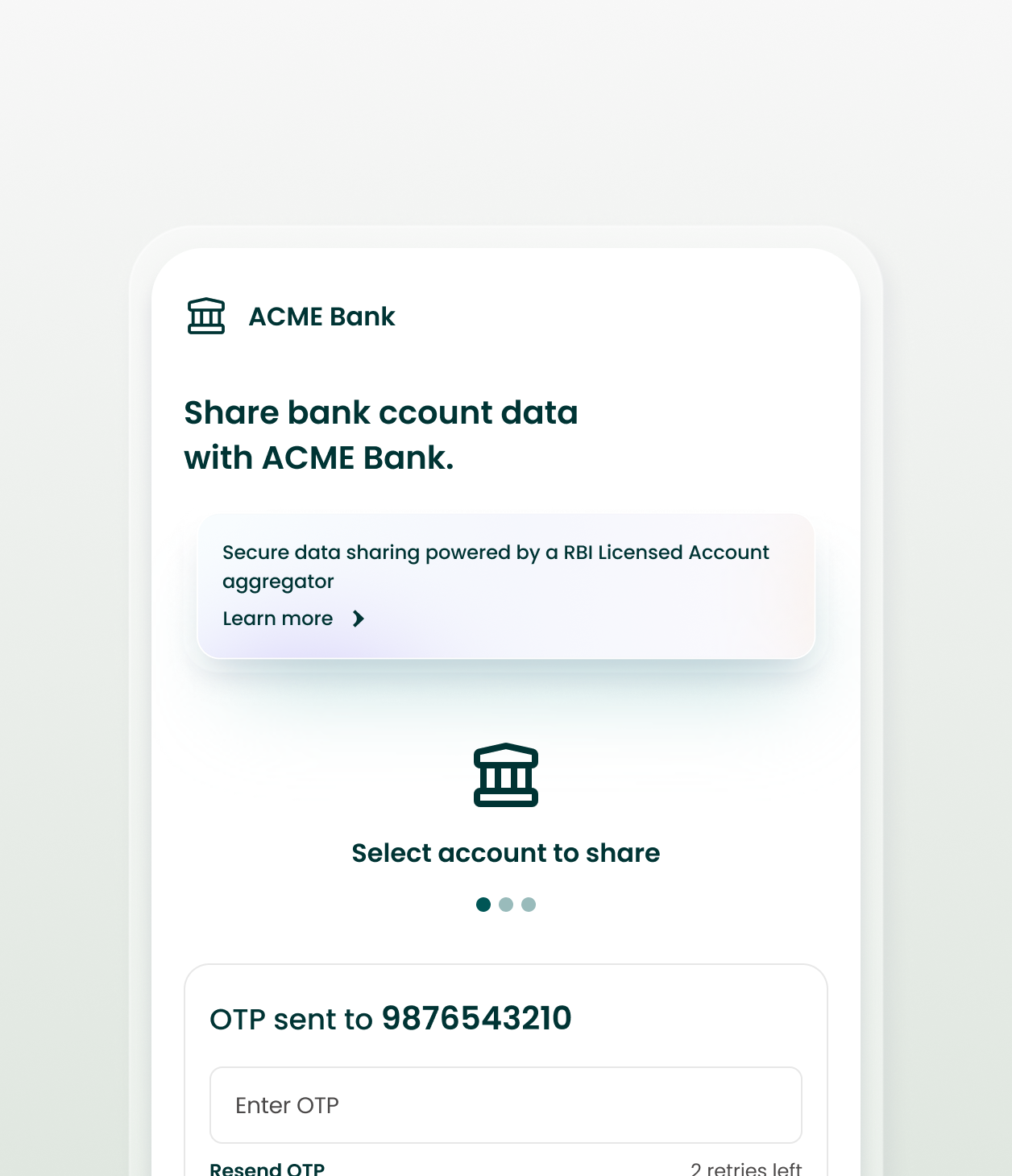 User interface displaying an approval screen for accessing a bank statement from ACME Bank