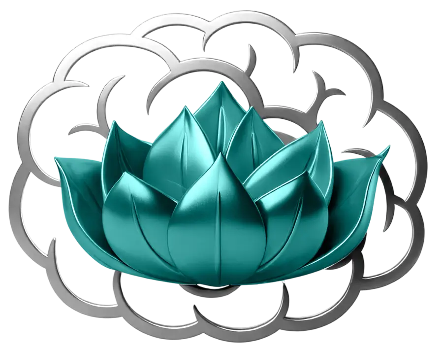 Lotus flower within a cloud, representing mental wellness and balance
