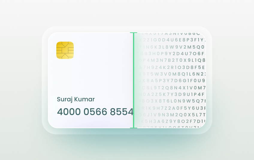 Masked card showing tokenized 16-digit number