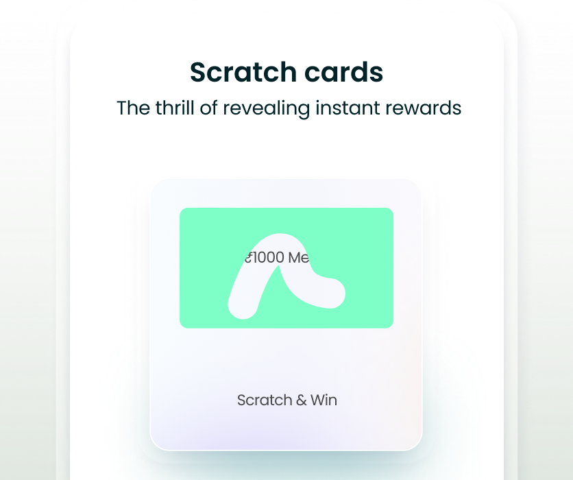 Digital Scratch Cards for Instant Reward Campaigns Virtual scratch card interface offering ₹1000 reward with Scratch & Win call to action